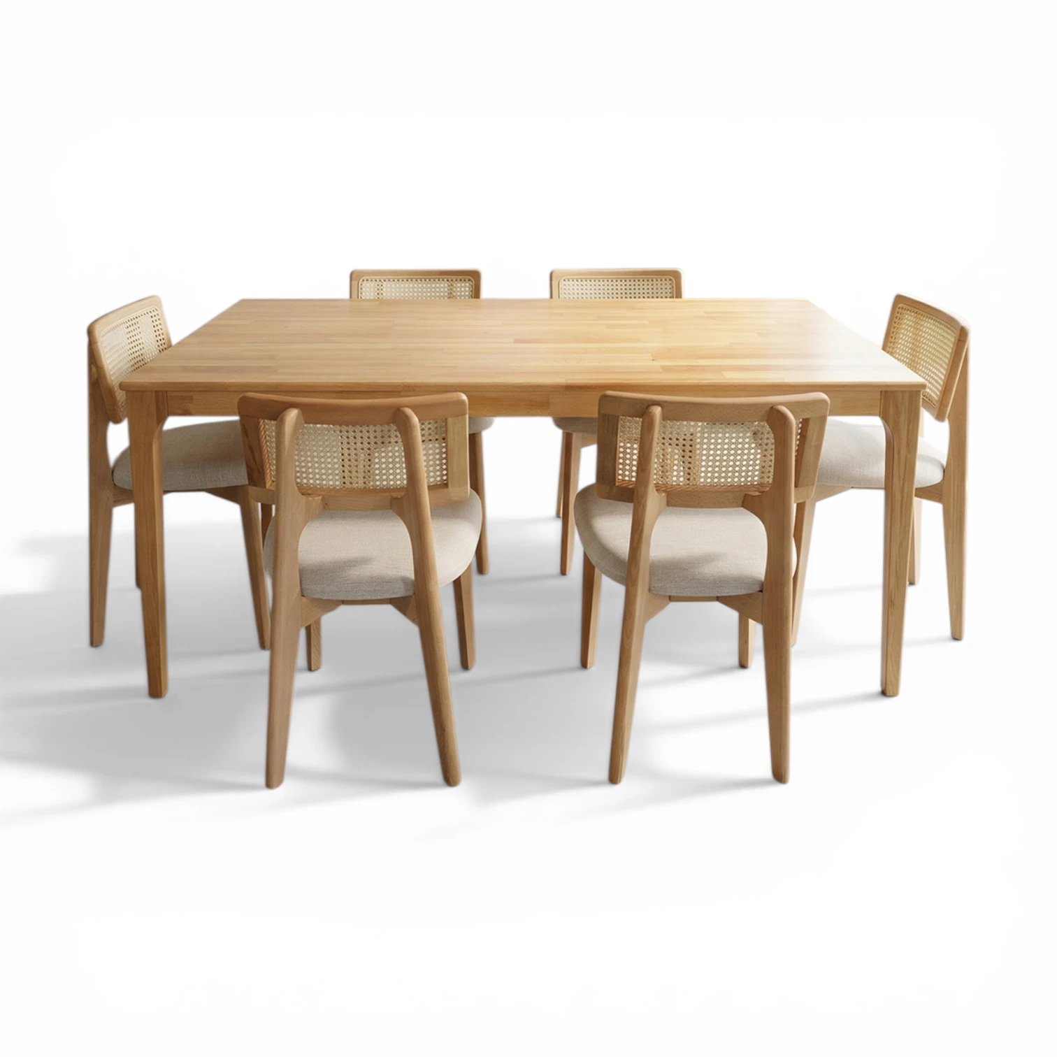 Sina Masa & Zion Sandalye Takımı | Modern Hasır Detaylı 6 Kişilik Yemek Seti